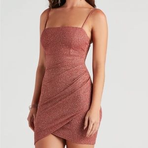 Windsor Shine On Ruched Glitter Mini Dress